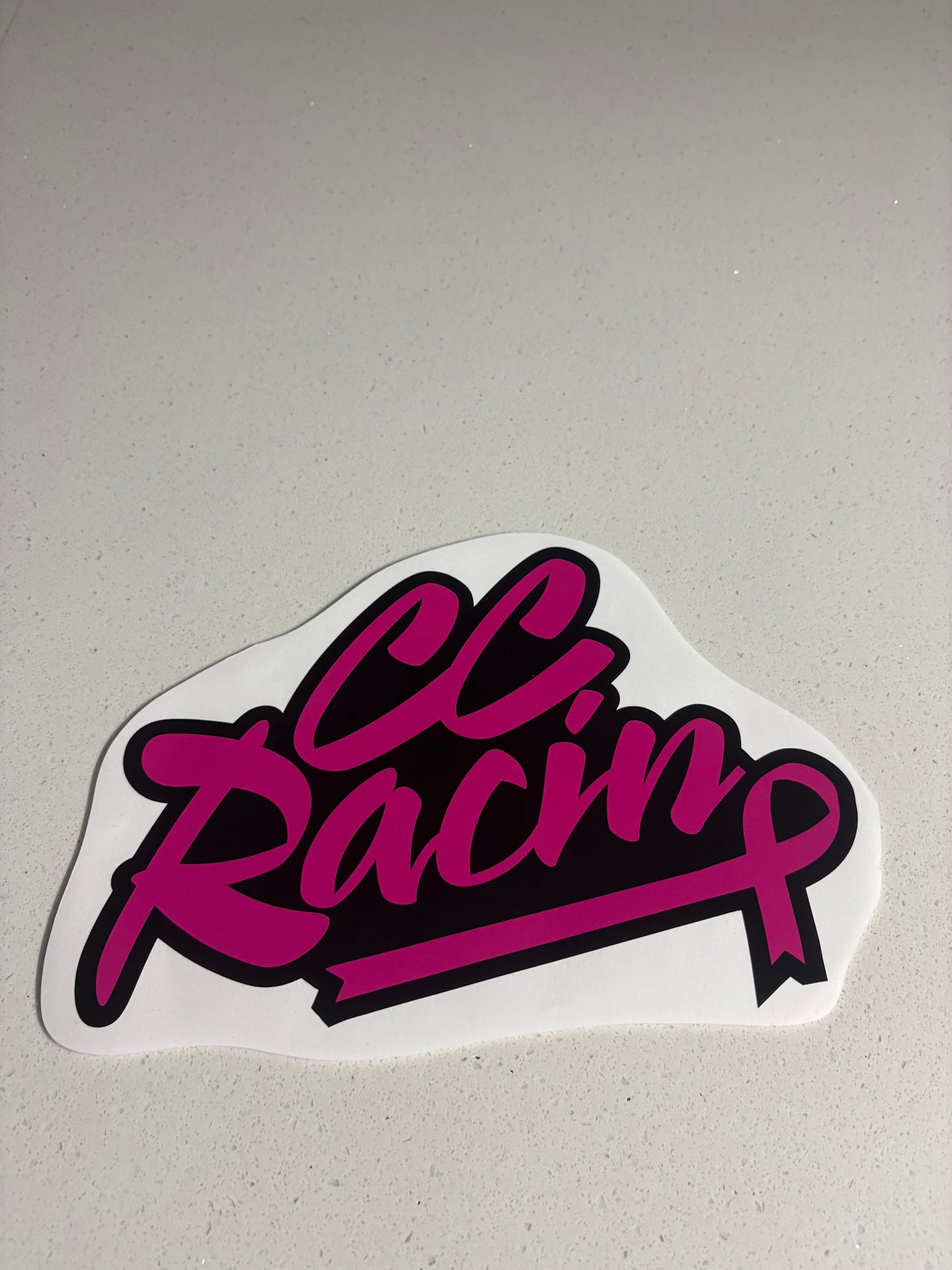 CC Racin Cancer Ribbon Sticker (Large)