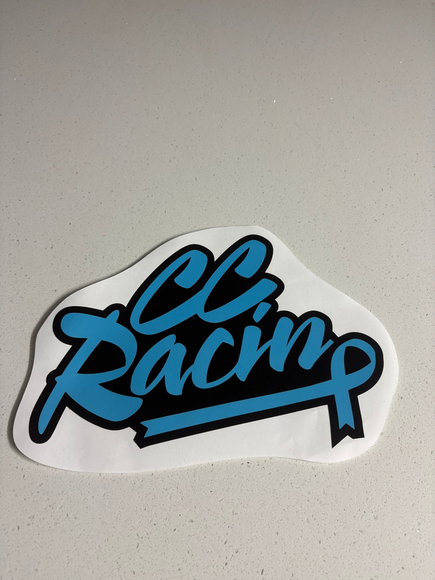 CC Racin Cancer Ribbon Sticker (Large)